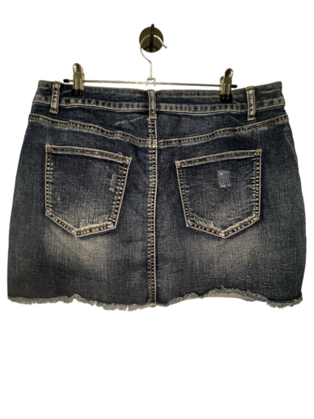 Altar’d State Floral Embroidered Boho Denim Mini Skirt With Raw Hem - Picture 4 of 5